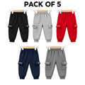 Kids Winter Pack of 5 Fleece Cargo Trouser – 5 Colors (Size 9 Months - 5 Years)