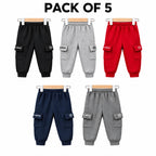 Kids Winter Pack of 5 Fleece Cargo Trouser – 5 Colors (Size 9 Months - 5 Years)