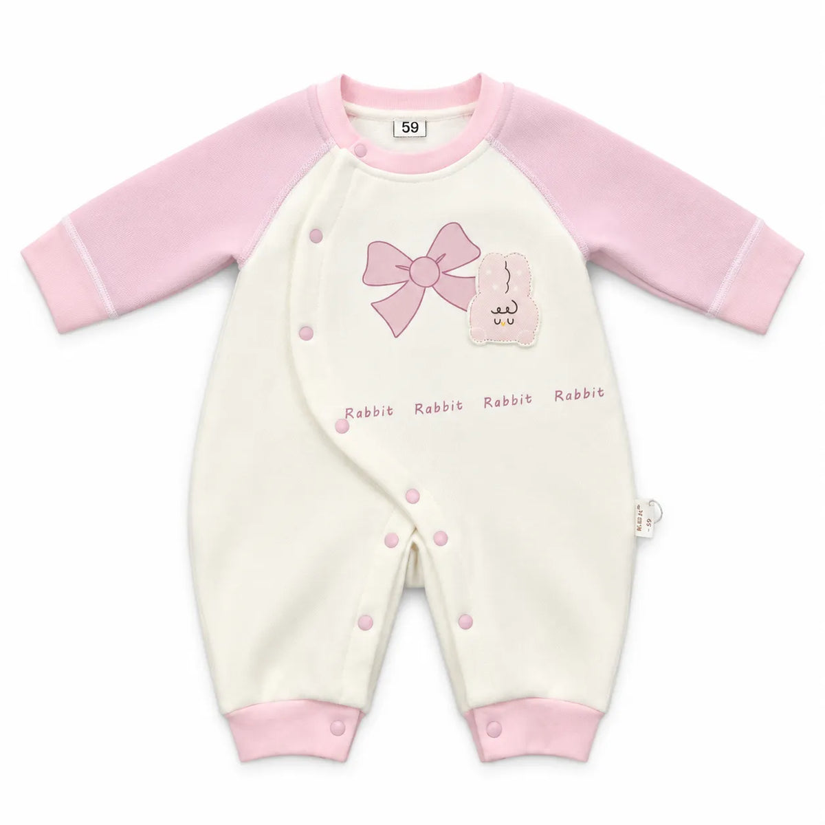 Girls Winter Imported Pink & White Rabbit Romper (Size 0 - 6 Months)