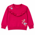 Girls Dark Pink Floral Winter Sweatshirt (Size 9 Months - 12 Years)