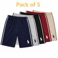 Pack of five boys' polo shorts with side stripe detail by lilcubspk, featuring comfortable fit and casual style.