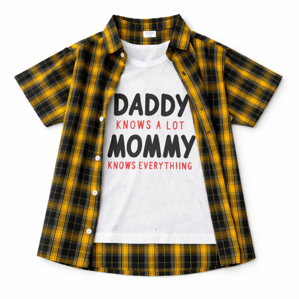 Yellow checkered 2-piece summer coord set for boys by lilcubspk, includes a shirt and shorts perfect for ages 1 to 12 years