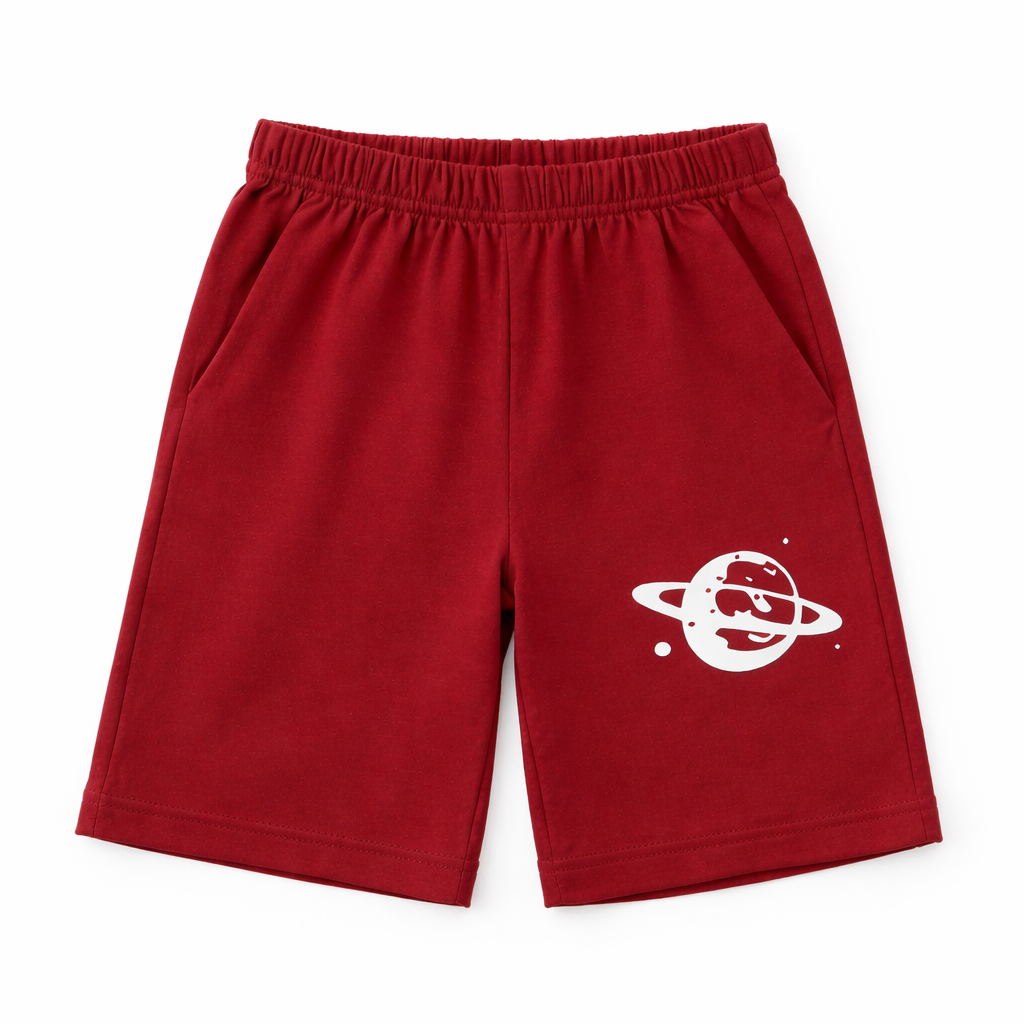 Boy's summer coordinate set with astronaut print from lilcubspk, featuring a short-sleeve top and shorts for ages 1-12.
