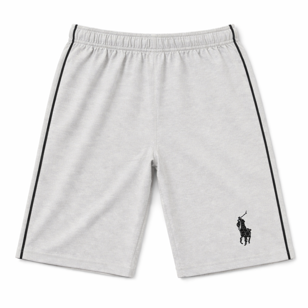 Set of five boys' polo shorts with side stripes by lilcubspk, featuring comfortable fit and stylish design for boys.