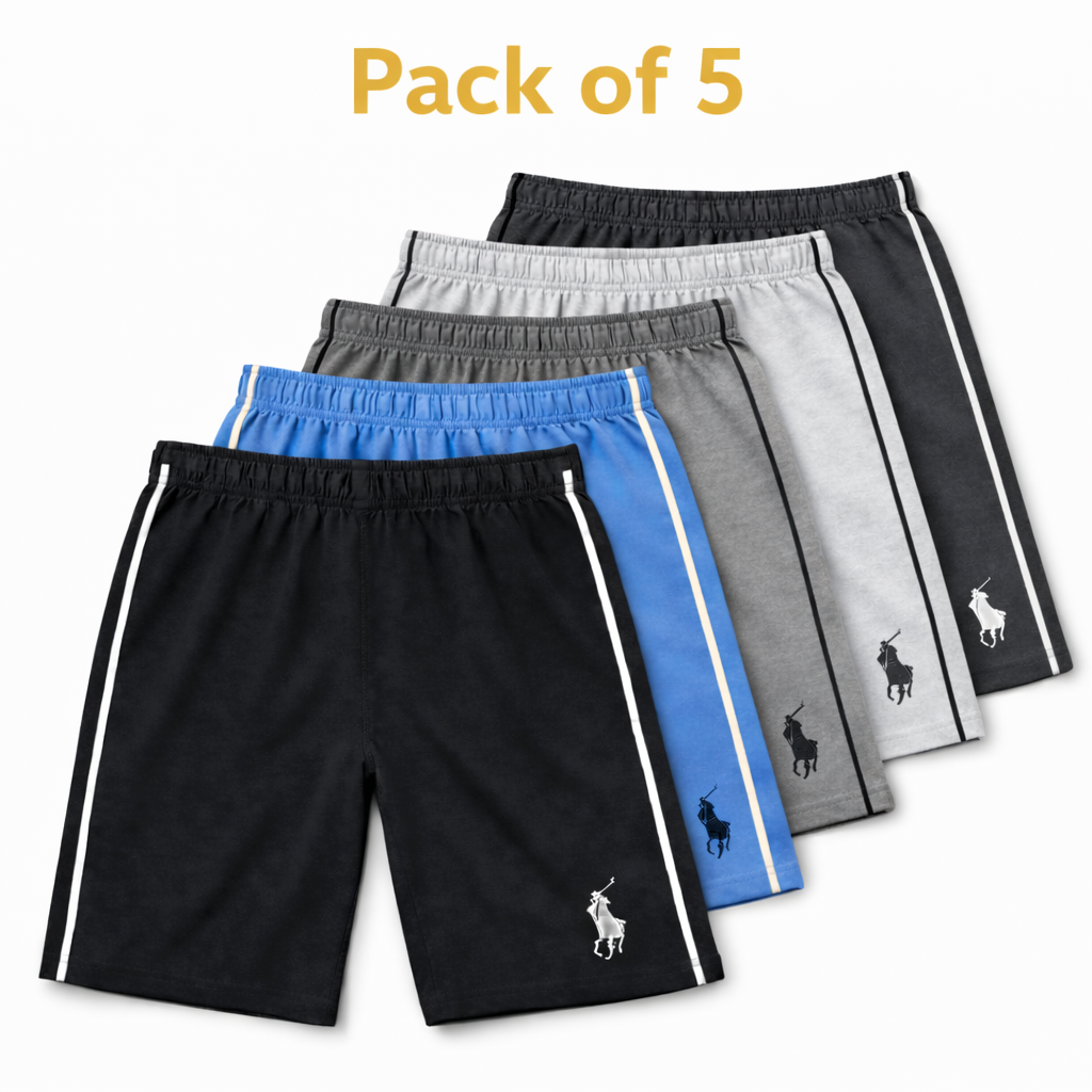 Boys Polo Shorts with Sides Stripe (Pack 2 of 5)
