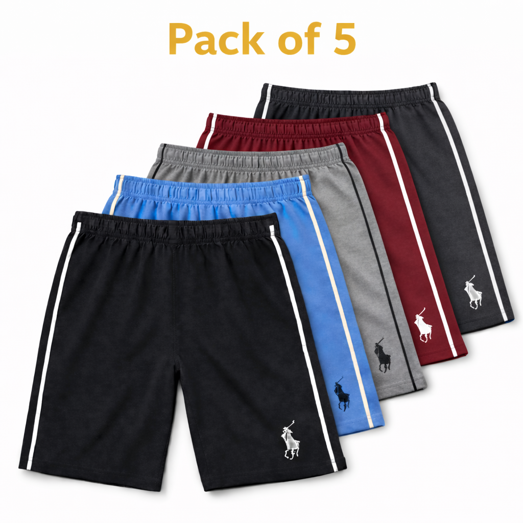 Boys Polo Shorts with Sides Stripe (Pack 3 of 5)