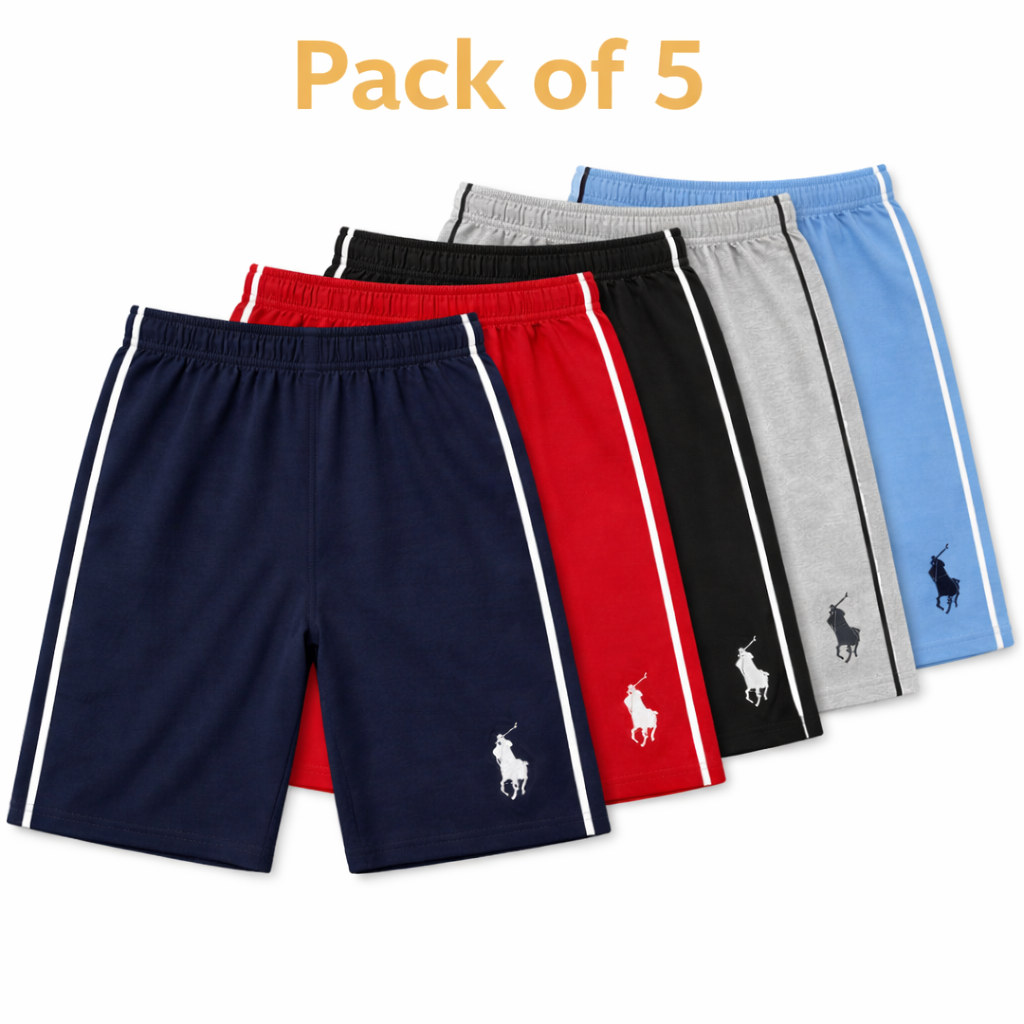 Boys Polo Shorts with Sides Stripe (Pack 4 of 5)