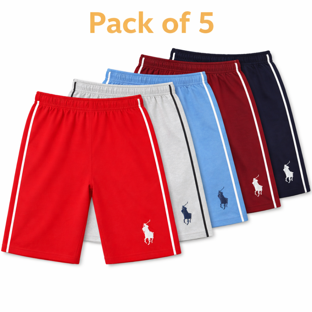 Boys Polo Shorts with Sides Stripe (Pack 5 of 5)