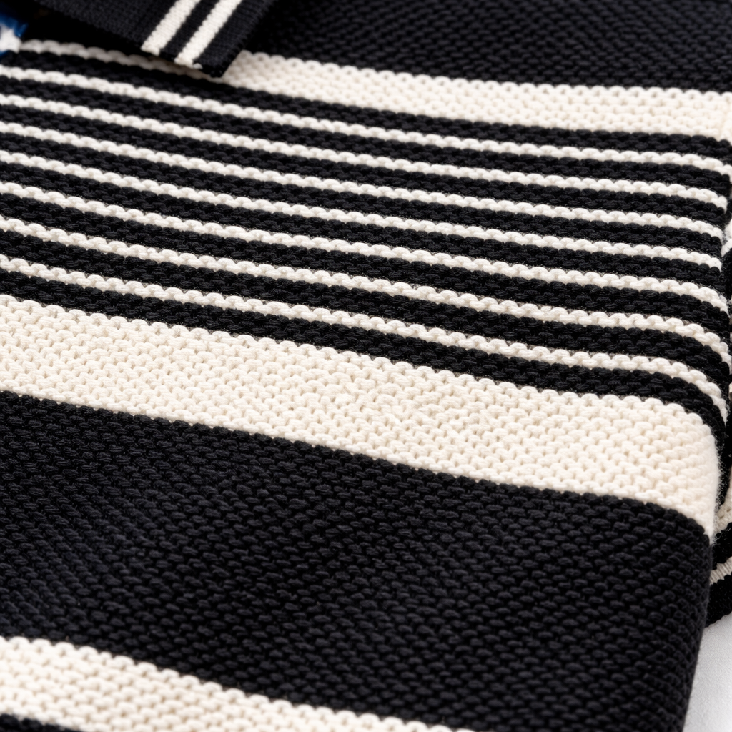 Black Polo with White Striped T-Shirt