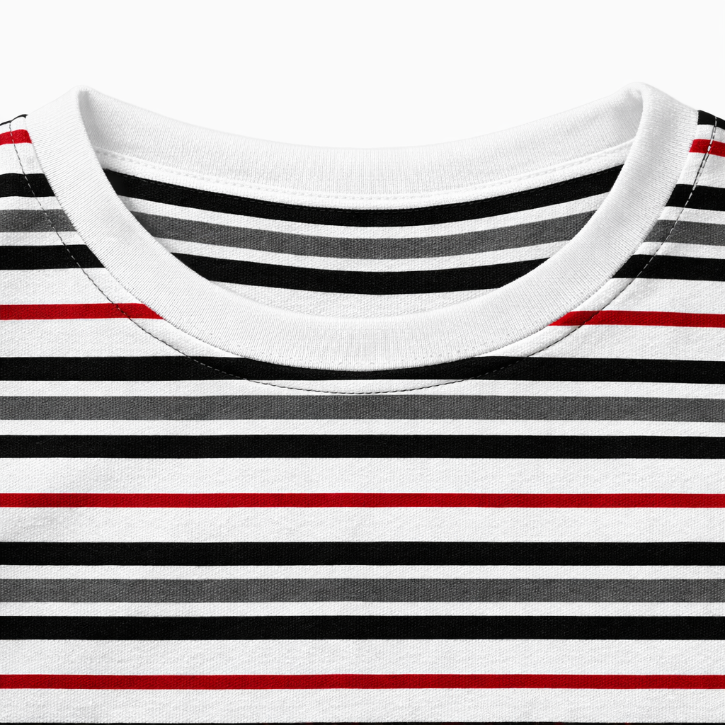 Multi-Color Striped Full Sleeves White T‑Shirt - Lil' Cubs