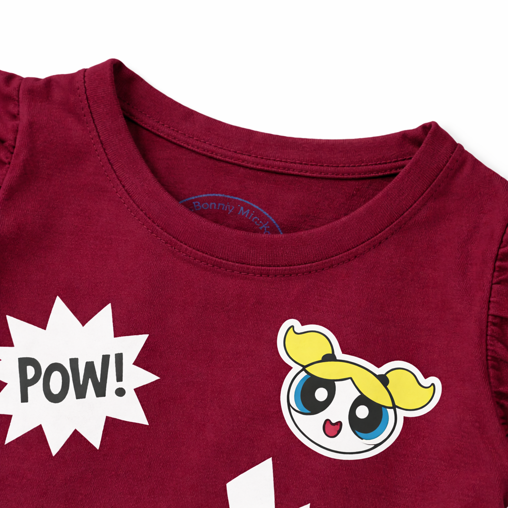 Powerpuff Maroon Summer Coord Set (2-Piece)