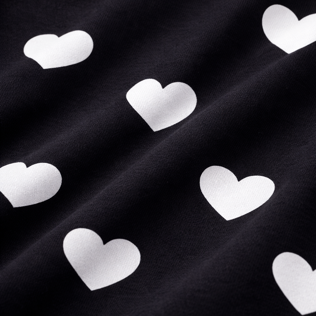 Heart Black Summer Coord Set (2-Piece)