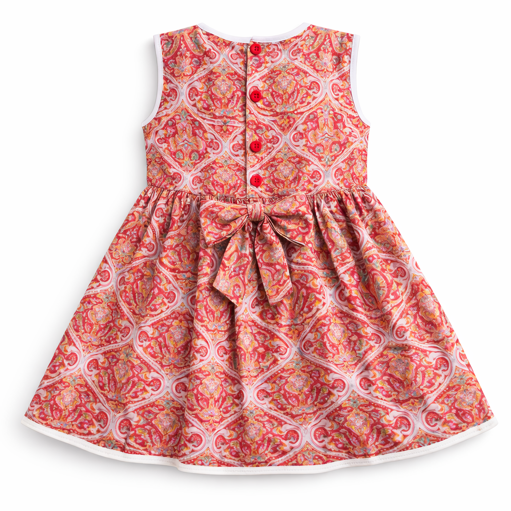 Red lace work frock by lilcubspk, 2-piece dress with intricate lace details and flowing fabric, suitable for special occasions.