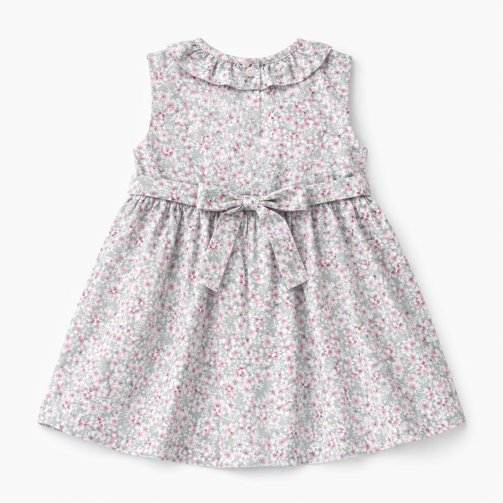Grey frock with pink floral print, two-piece outfit by lilcubspk featuring a stylish, comfortable design for girls.