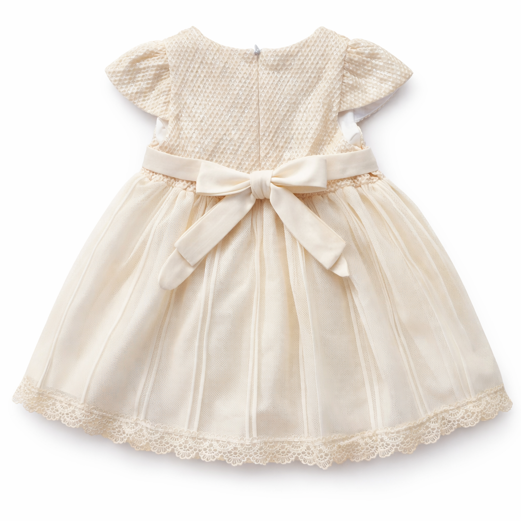 Off White Frock with Lace Work (2-Piece) - Lil' Cubs