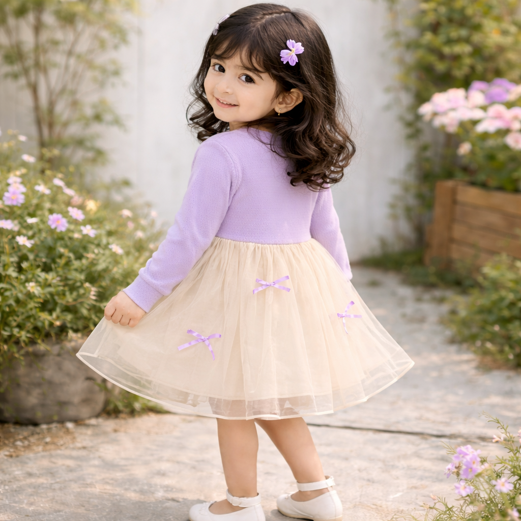 Lilac Flower Mid Season Frock