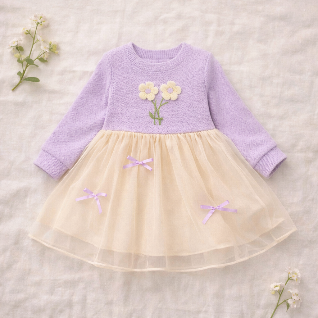 Lilac Flower Mid Season Frock