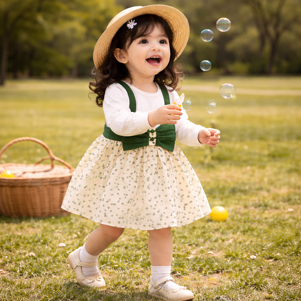 Green Bow Corduroy Frock