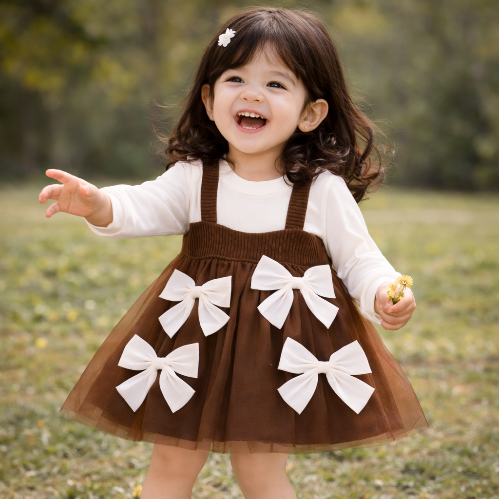 Brown Bow Corduroy Frock