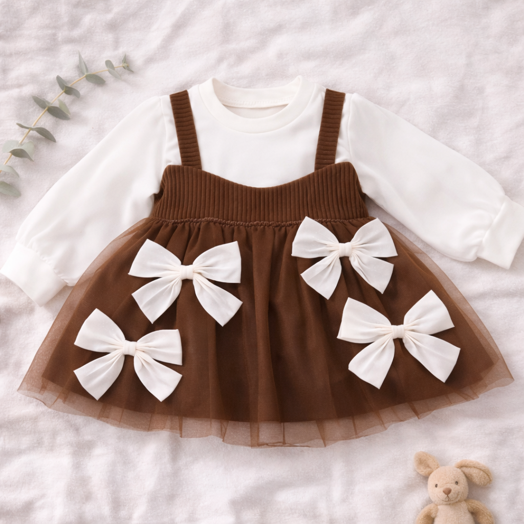 Brown Bow Corduroy Frock
