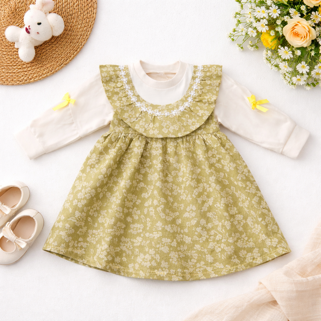 Green Floral Corduroy Frock