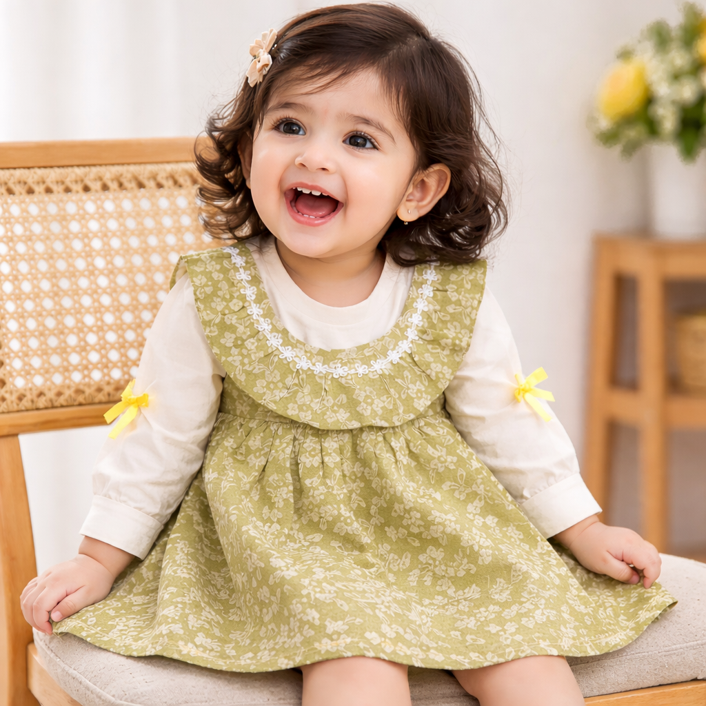 Green Floral Corduroy Frock