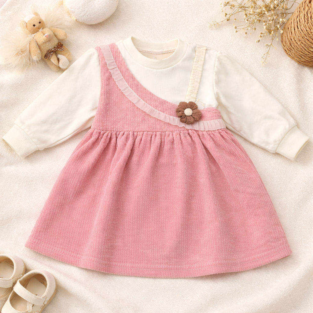 Pink Corduroy Mid Season Frock