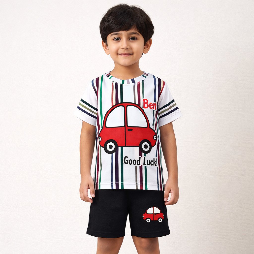 Red Car Summer Coord Set (2-Piece)