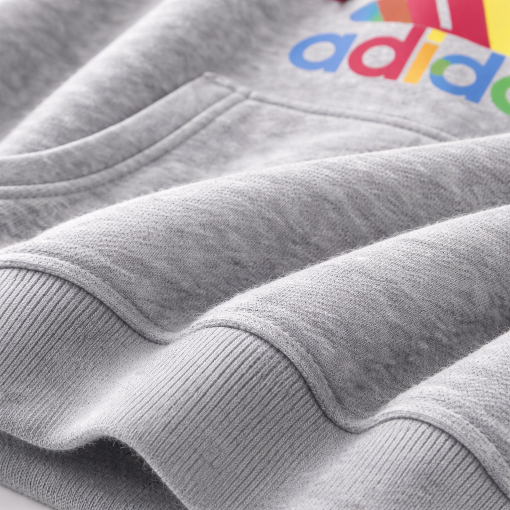 Grey Adidas-inspired fleece hoodie tracksuit by Lil' Cubs, featuring a cozy fleece fabric and sporty design for casual wear