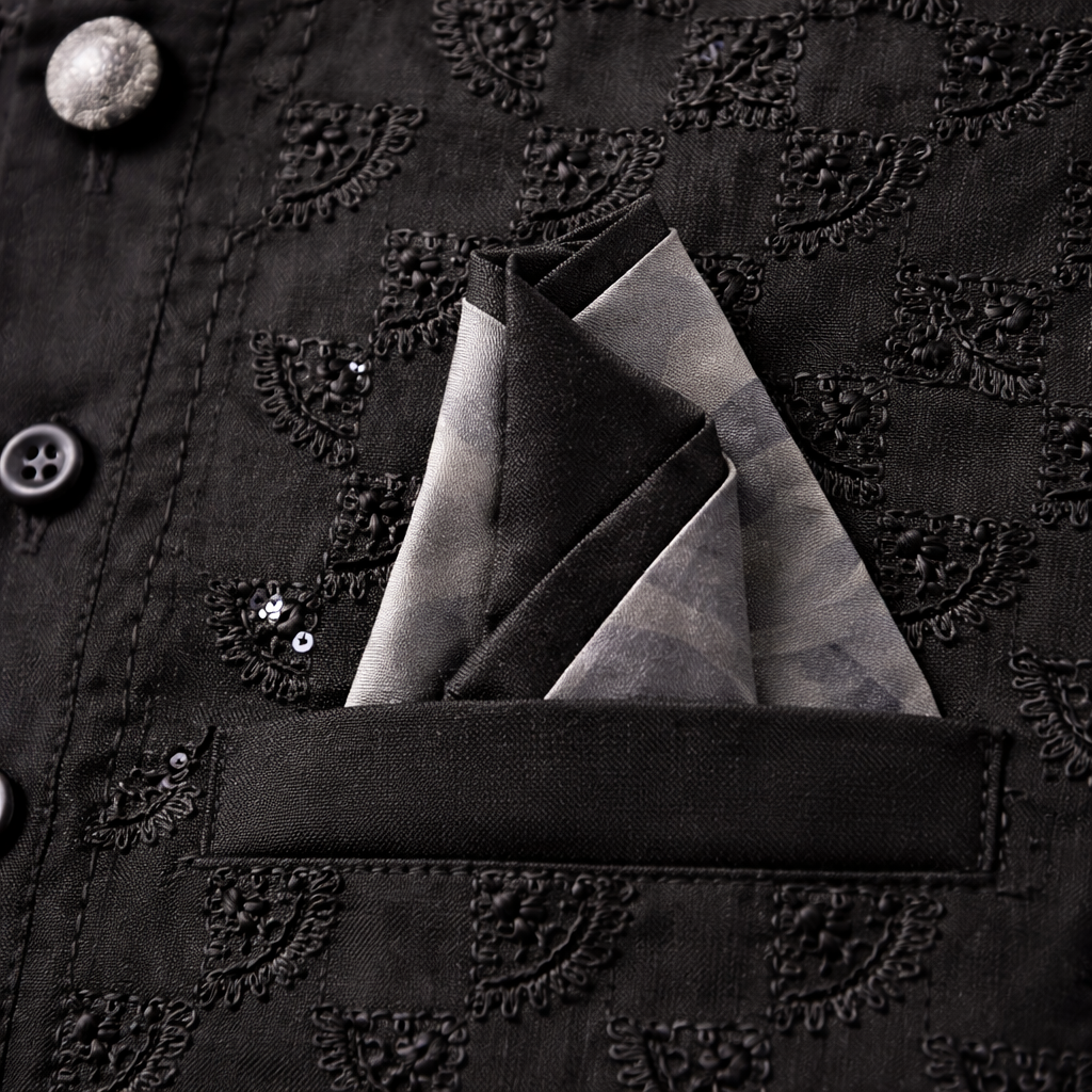 Boys Black Cotton 3 Piece Waistcoat Shalwar Kameez