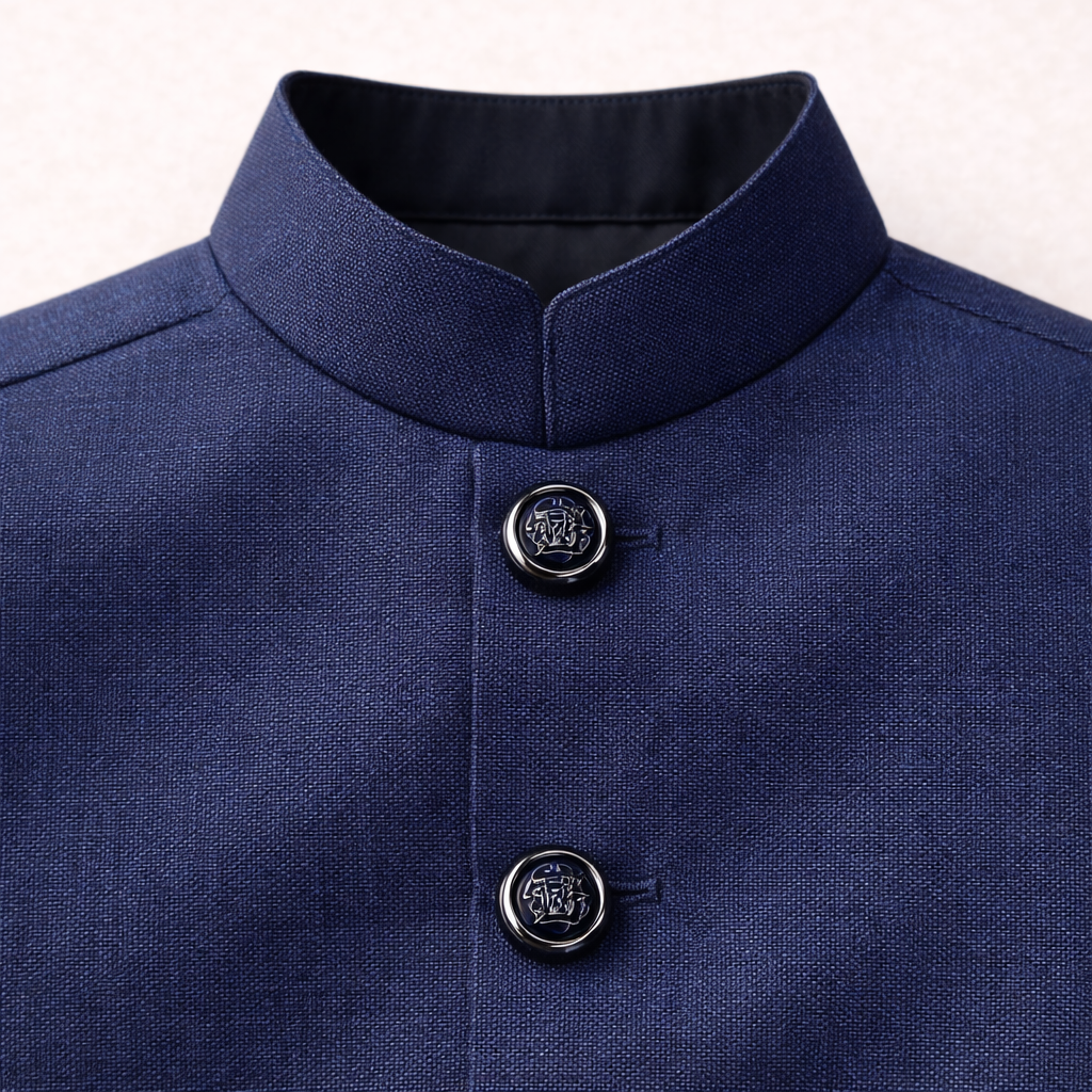 Blue cotton prince coat waistcoat for boys, featuring a stylish design with buttons and a tailored fit.