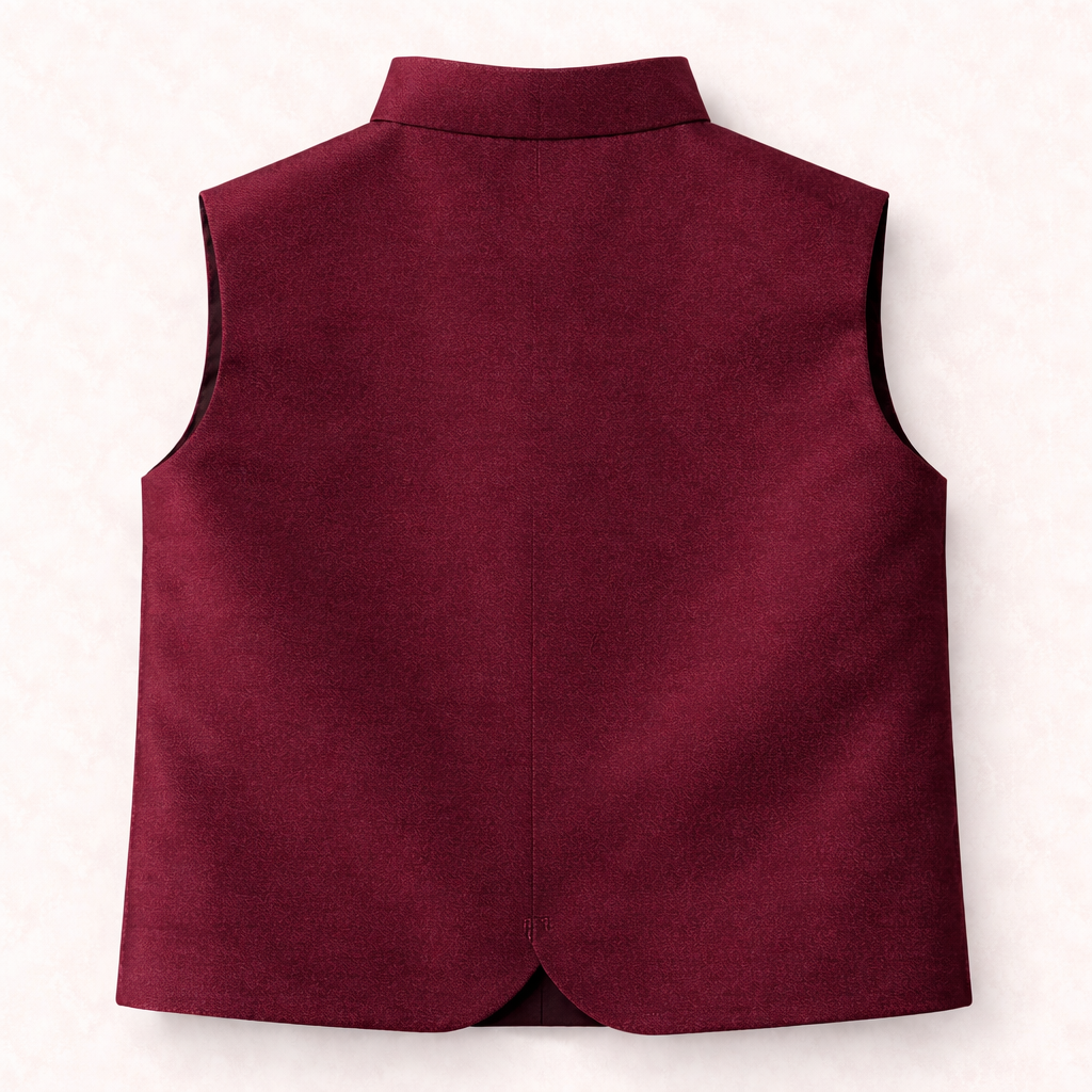 Boys Maroon Cotton Waistcoat