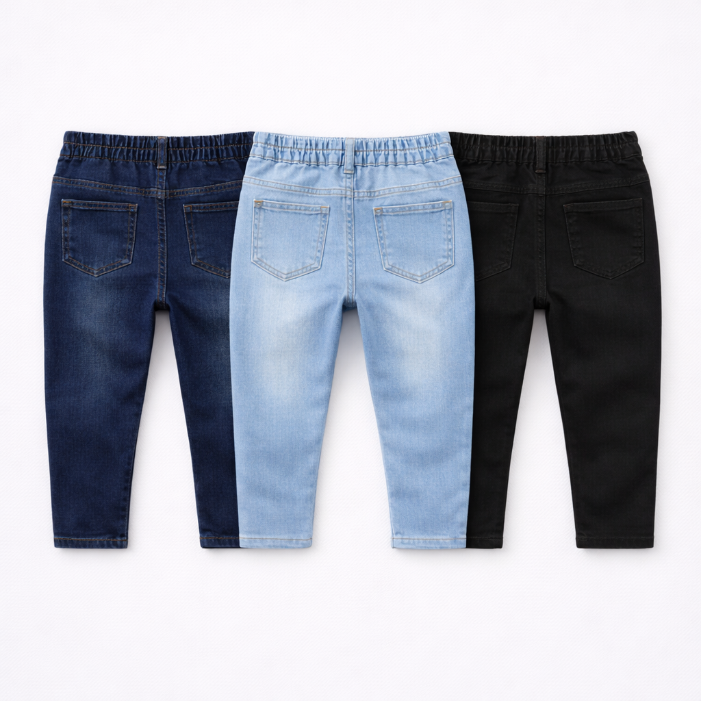 Boys Denim Jeans Pack of 3 – Dark Blue, Light Blue & Jet Black