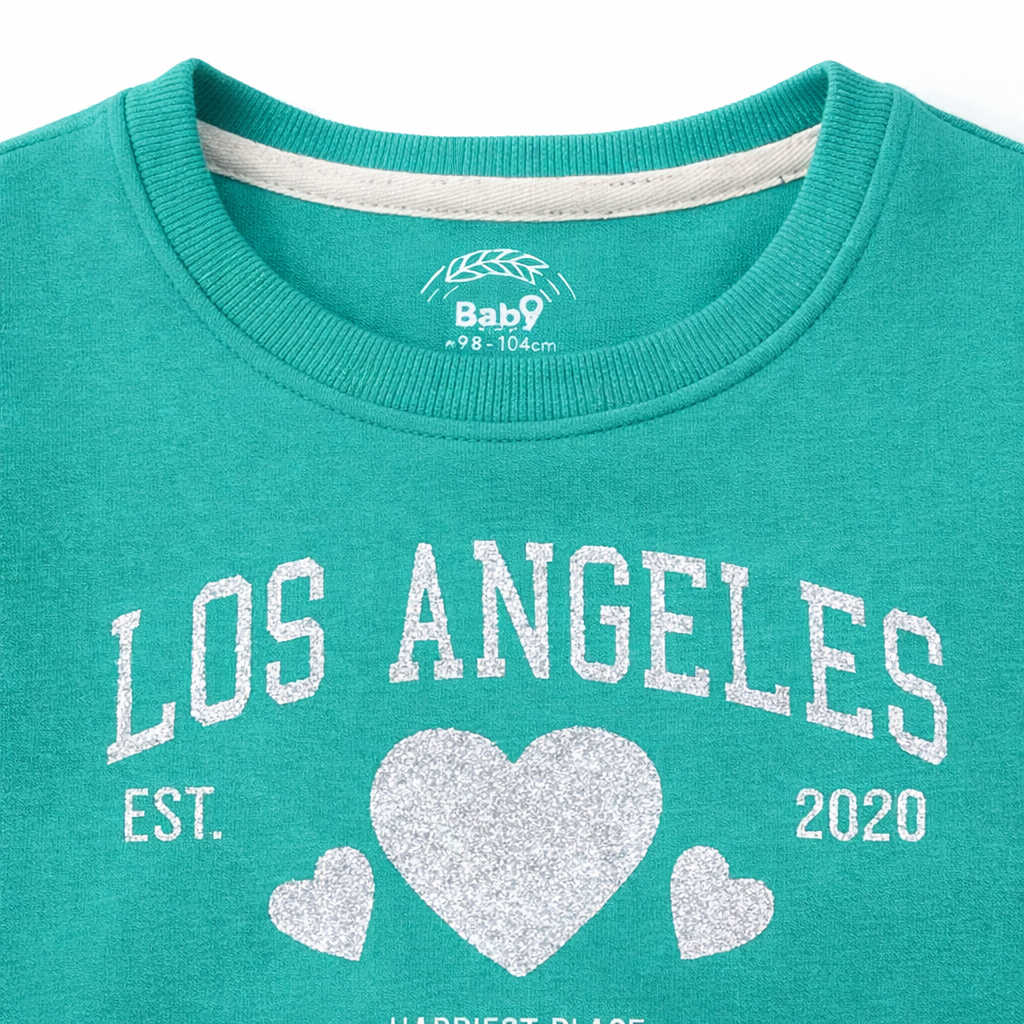 Light Sea Green Los Angeles Heart Print Sweatshirt