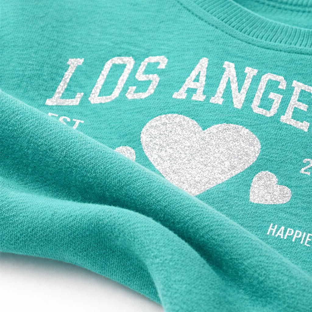 Light Sea Green Los Angeles Heart Print Sweatshirt
