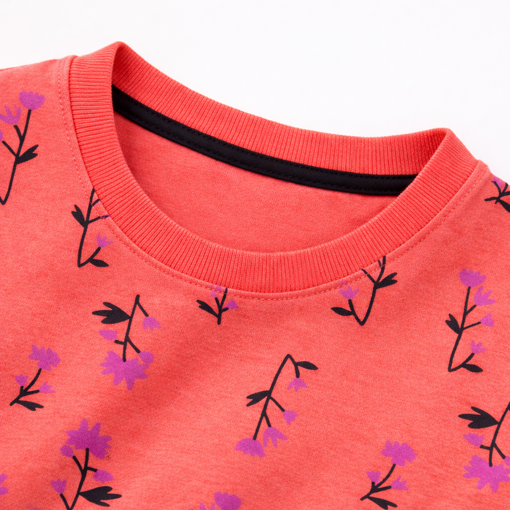 Coral Orange All-Over Floral Print Sweatshirt