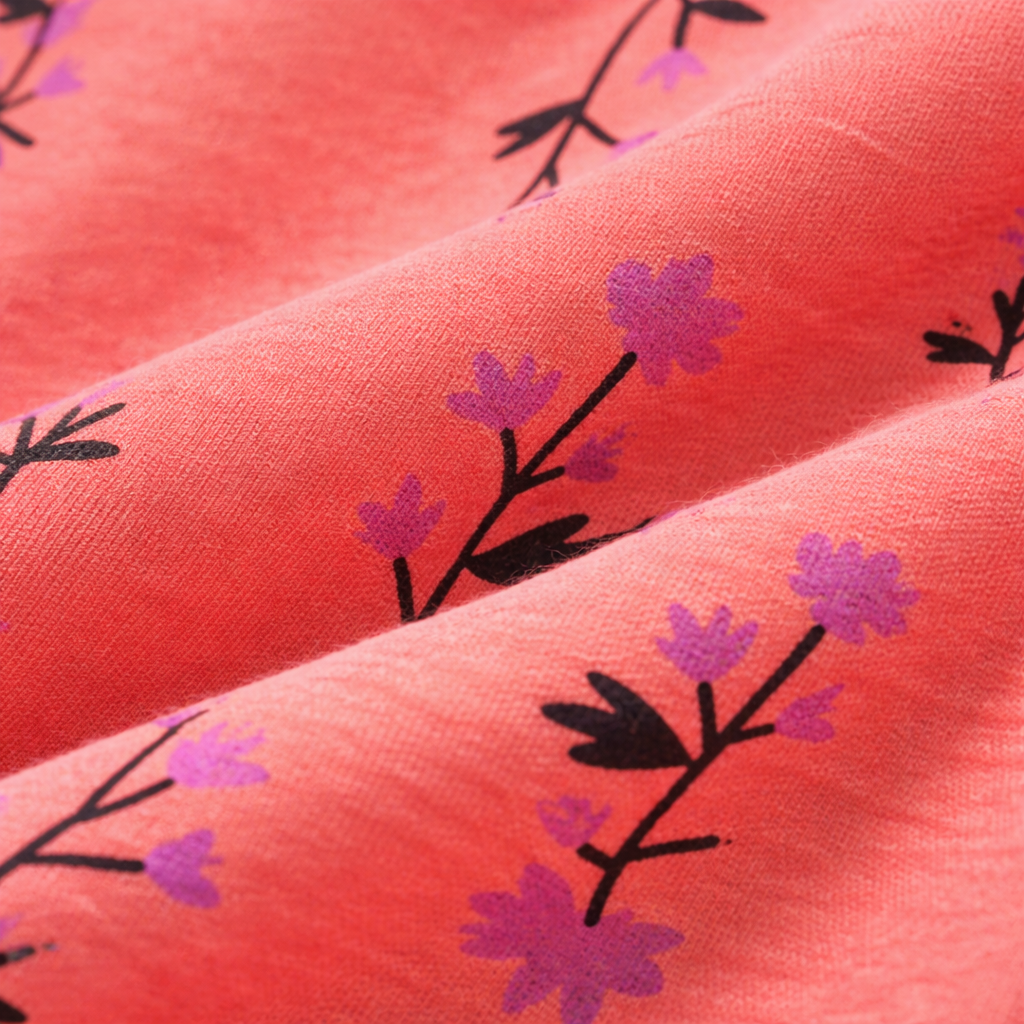 Coral Orange All-Over Floral Print Sweatshirt