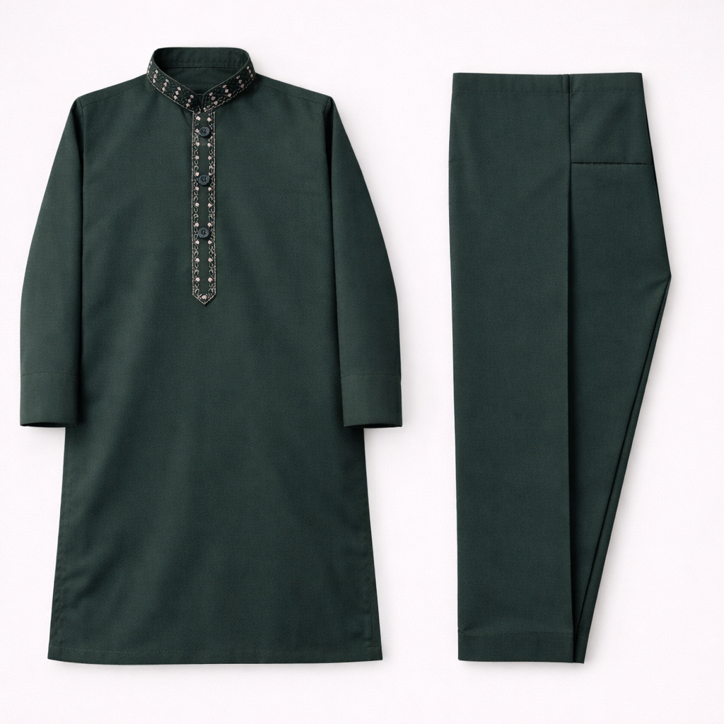 Sultan Embroidered Dark Green Shalwar Kameez