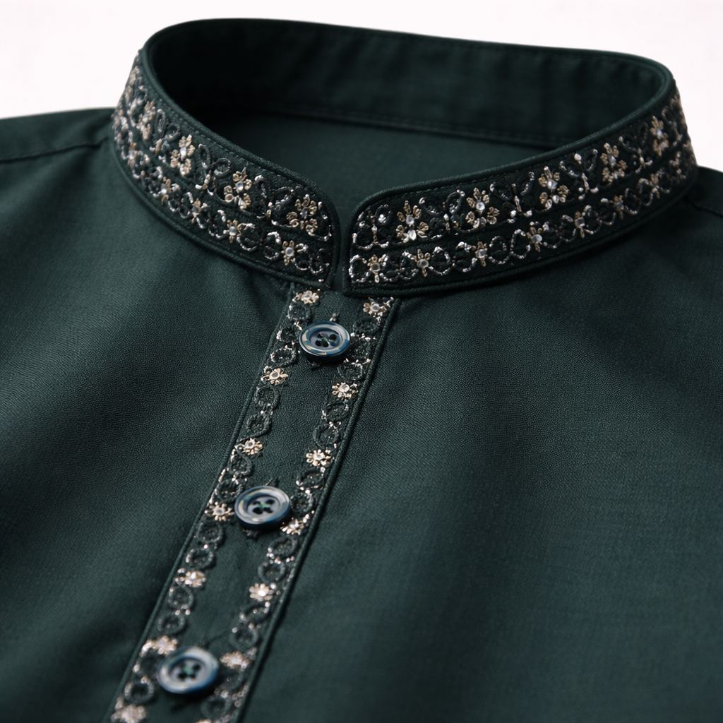 Sultan Embroidered Dark Green Shalwar Kameez
