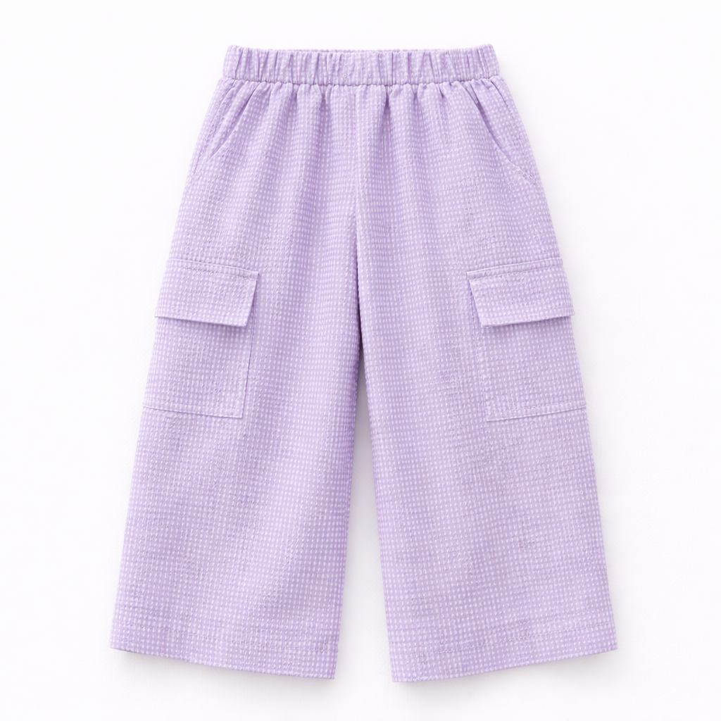 Lilac Kitty Print Casual Coord Set (3-Piece)