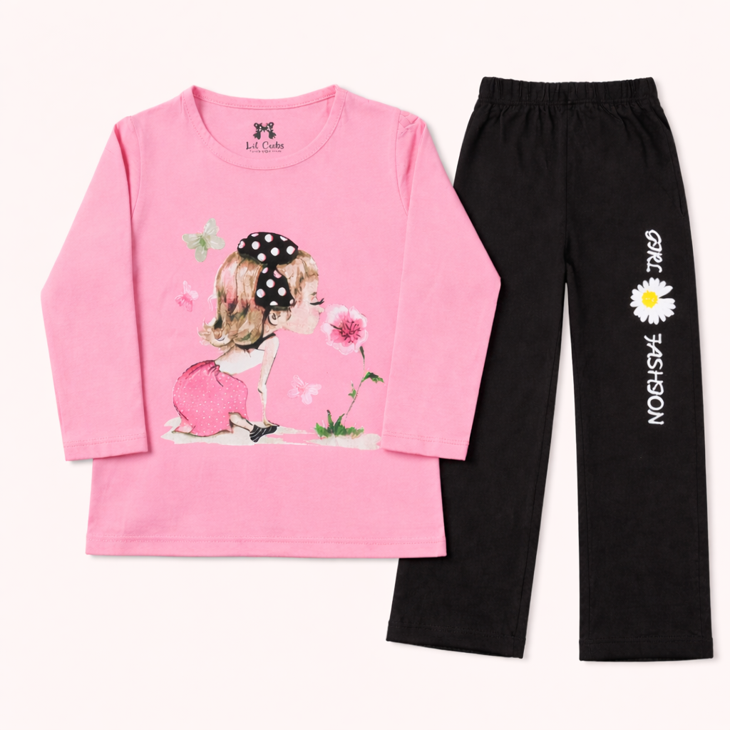 Pink & Black Girl Summer Coord Set (2-Piece)