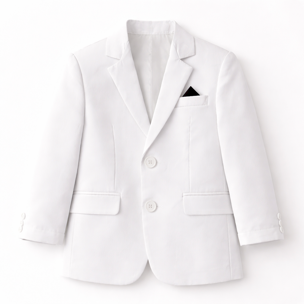 Boys White & Black Coat Pant (4-Piece)
