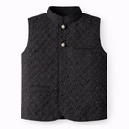Boys Royal Black Cotton 3 Piece Waistcoat Shalwar Kameez - Lil' Cubs