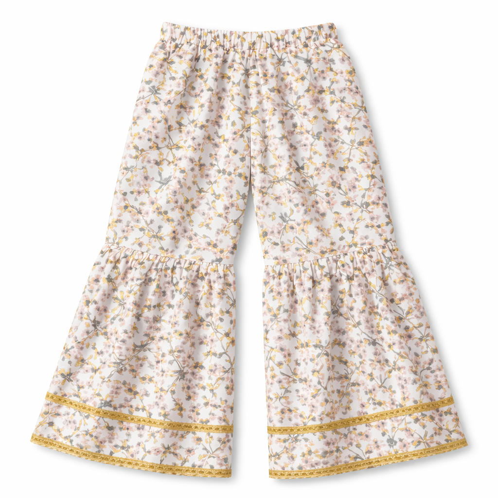White Floral Print Kurti Shahrara (2-Piece) - Lil' Cubs
