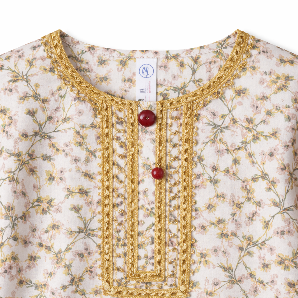 White Floral Print Kurti Shahrara (2-Piece) - Lil' Cubs