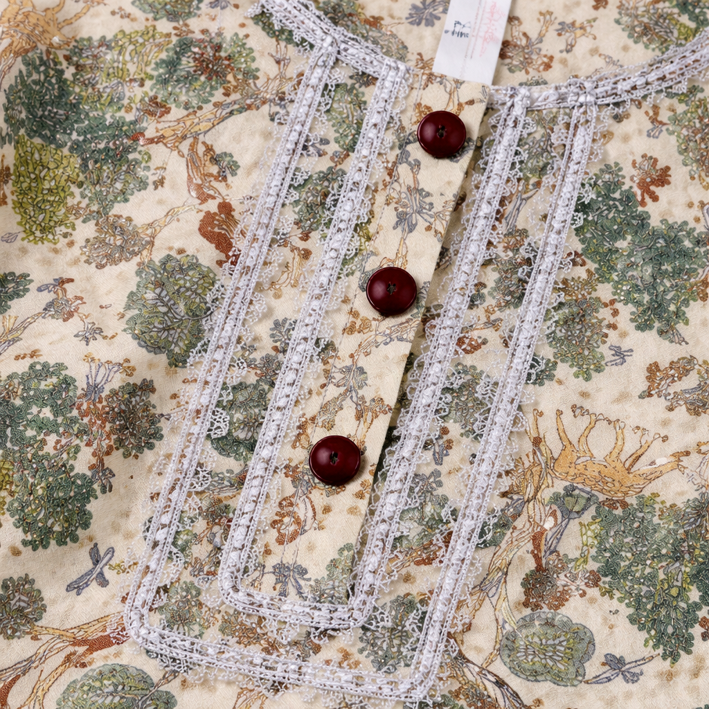 Off-White Jungle Print Kurti Shahrara (2-Piece)