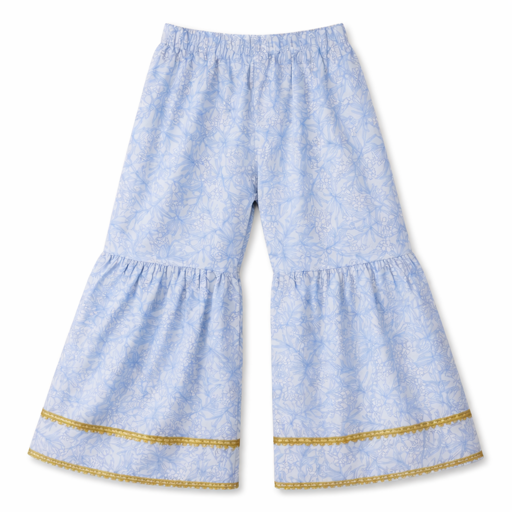 Sky Blue Floral Print Kurti Shahrara (2-Piece) - Lil' Cubs
