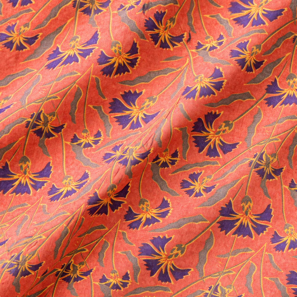 Orange Floral Print Kurti Pajma (2-Piece)