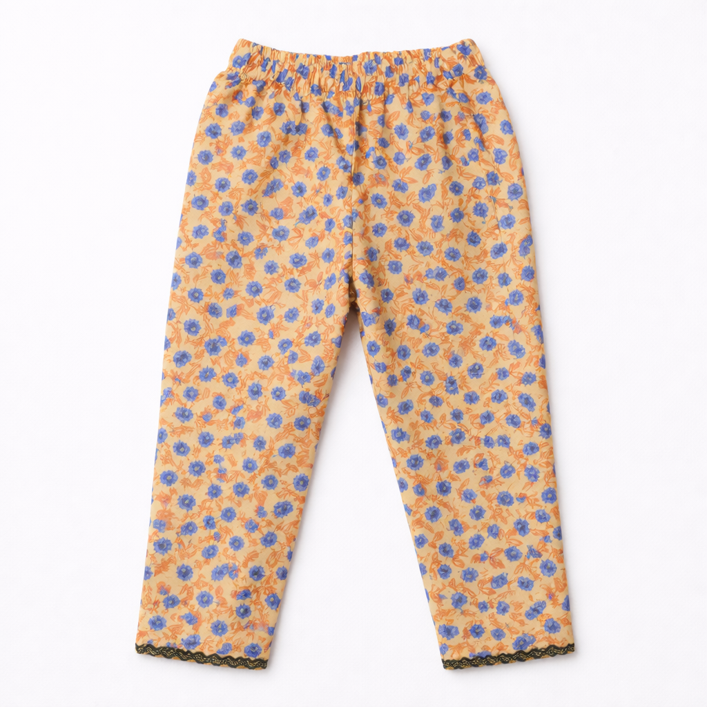 Light Yellow Pastel Print Kurti Pajma (2-Piece) - Lil' Cubs