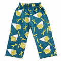 Girls' dark green cotton pajama trousers with fun fries pattern from lilcubspk, designed for comfortable sleepwear.